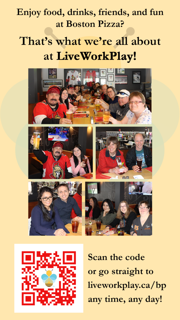 Photo collage from Boston Pizza Carling and LiveWorkPlay on screen promotion!